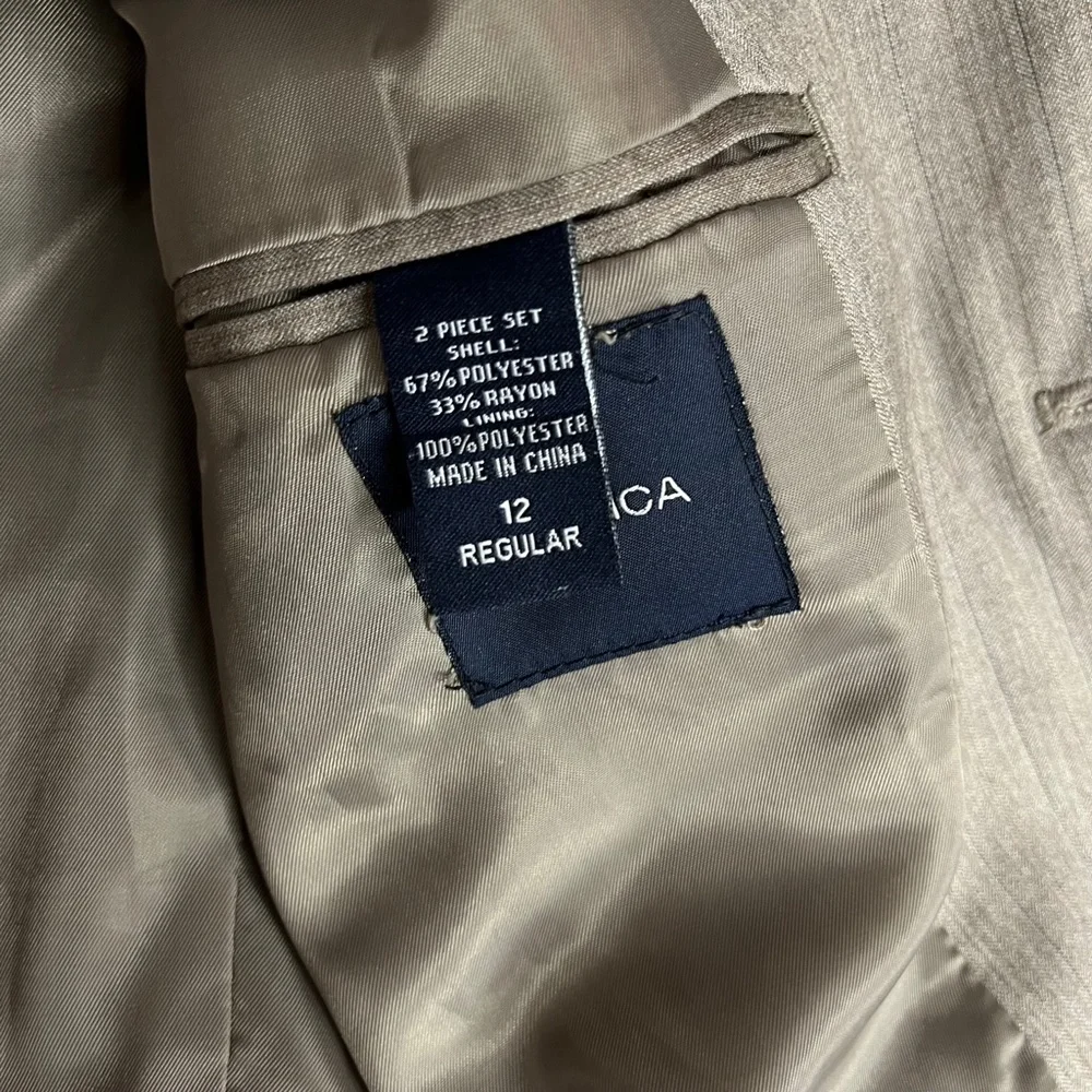 Nautica Mens Tan Brown Blazer Polyester Blend Fully Lined 12 - Picture 2 of 9